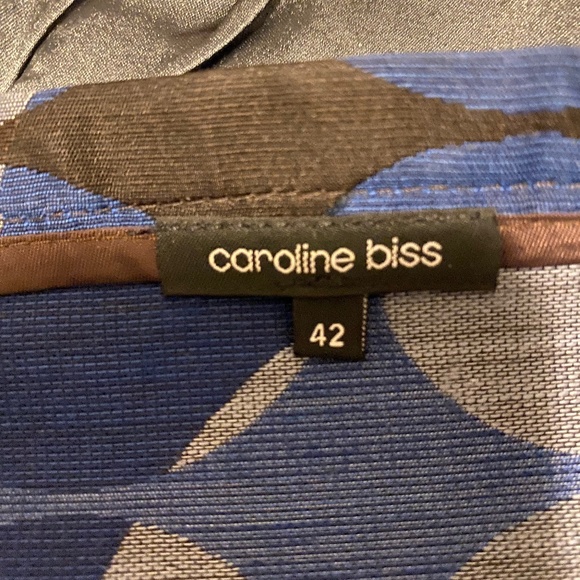 Caroline Biss skirt,  Blue/Brown/ Grey Geometric design - Picture 4 of 5